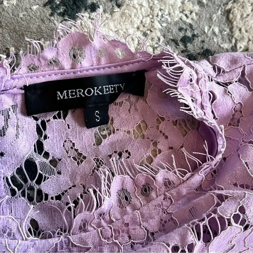 NEW Violet Floral Lace Cap Sleeve Cocktail Dress Size Small - Picture 8 of 9